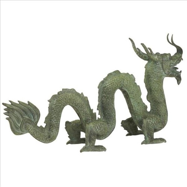 Zen Asian Dragon of the Grand Temple Cast Bronze Garden Statue